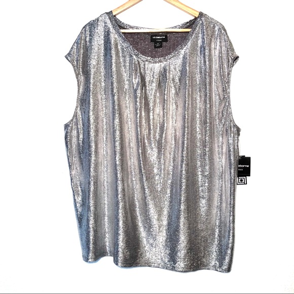 Liz Claiborne Tops - Liz Claiborne Metallic Silver Blouse ~ Size 1X